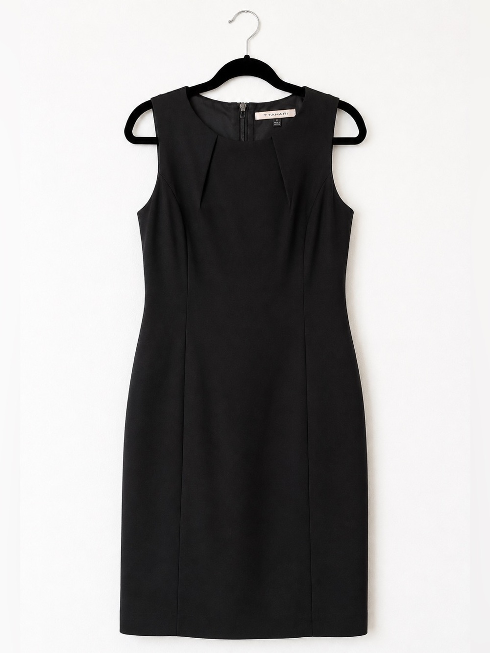 T Tahari Black Tailored Sleeveless Sheath Dress